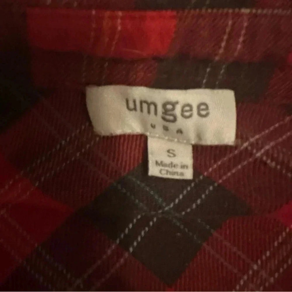 Umgee Women's Flannel Plaid Print Long Sleeve Dress Tunic red black size S - Picture 8 of 9